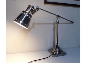 Swing Arm Silver Tone Table Lamp