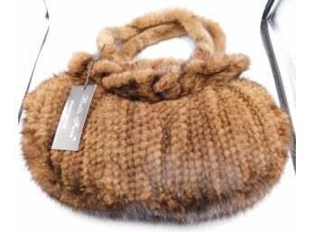 Belle Fare MS39 Knitted Genuine Brown Mink Handbag