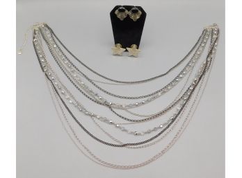 Alfani Multi-Strand Necklace With OFO Star Earrings & Statement Stud Earrings
