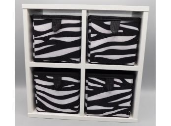 Desktop Storage With Four Zebra Print Mini Storage Bins