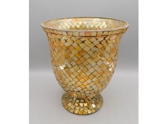Amber Tone Glass Tile Decorative Vase