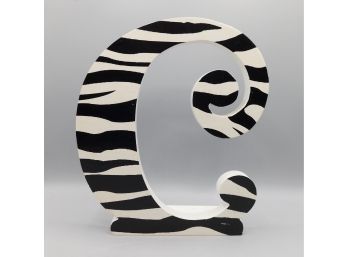 Zebra Print 'C' Wooden Standing Desk Decor