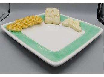 Lotus Handcrafted Ceramic Cheese & Cracker Platter
