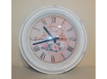 White Decorative Floral Wall Clock