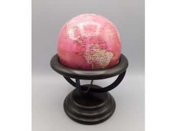 Paper-mache Desktop Decorative Pink World Globe With Dark Stand