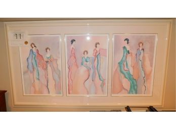 'Coral Mist Triptych (Suite Of 3)' By Jane Bazinet Framed Serigraphs With Certificate Of Authenticity