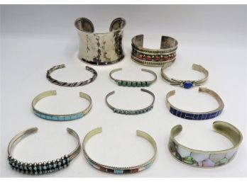 Costume Jewelry Cuff Bracelets - Assorted Set Of 11