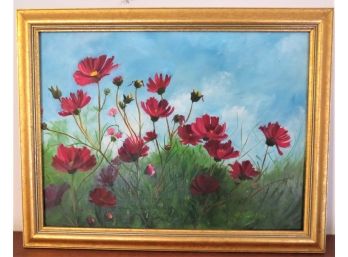 Doris Redlien Red Flowers Framed Painting