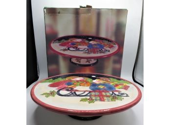 Christmas Memories Susan Winget Collection 'snow Friends' Cake Plate - In Original Box