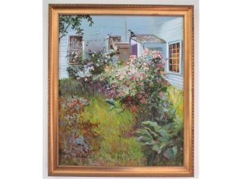 Doris Redlien Floral Garden View Framed Painting