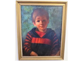 Doris Redlien Portrait Of Boy, Original Framed Art
