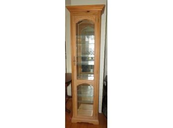 Lovely Compact Pine Wood & Glass Display Cabinet Glass Shelves