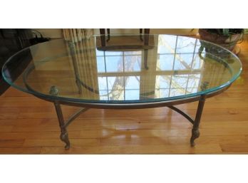 Metal & Glass Top Oval Coffee Table