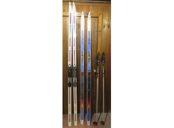 Rossignol & Fischer Cross Country Skis & Poles - Set Of 2 Skis/1 Set Poles