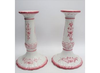 RCCL Ceramic Hand Painted Candlestick Holders - Set Of 2