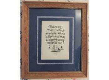 Kenneth Grahame 'the Wind In The Willows' Scribed By Collette Roberts Framed Art Quote