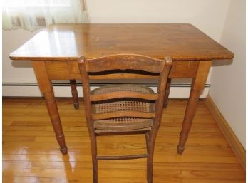 Wood Desk With Cane Seat Chair