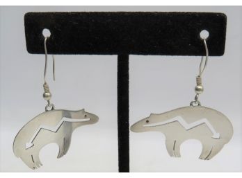Sterling Silver Hanging Polar Bear Earrings