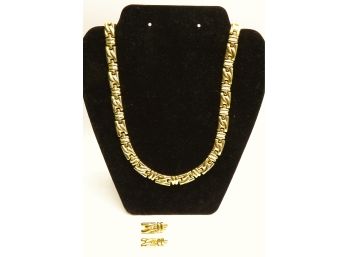 14K Yellow Gold Necklace (41.9 Grams) & Earrings  (3.6 Grams)