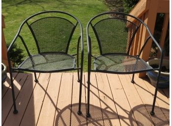 Vintage Black Wrought Iron  Outdoor Chairs - Set Of 2