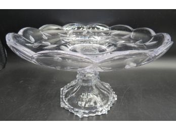 SOGA Leaf Motif Glass Pedestal Cake Plate