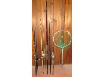 Fishing Poles And Net - Assorted Set Of 4 Poles Daiwa