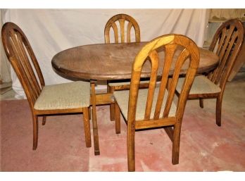 Lustig Brothers Wood Dining Table With 4 Chairs & One Leaf
