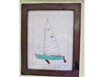 1978 Summer Series Sailboat Sketch Framed