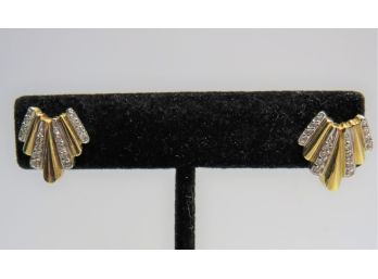 14K Yellow Gold Diamond Earrings, 3.6 Grams