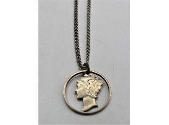 Silver-tone Dime Cutout Coin Necklace