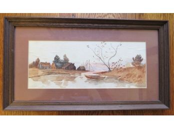 Artist Signed Watercolor Landscape Scene Framed Art