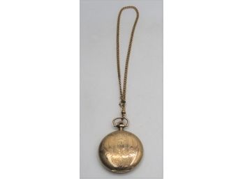 Waltham Pocket Watch Gold-tone With Chain