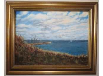 Doris Redlien 'Evening On The Bay - Autumn'  Original Oil On Canvas Framed