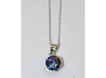 Sterling Silver Necklace With Gemstone Pendant