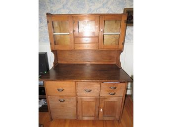 Antique Wood Hoosier-style Hutch With Kneading Board