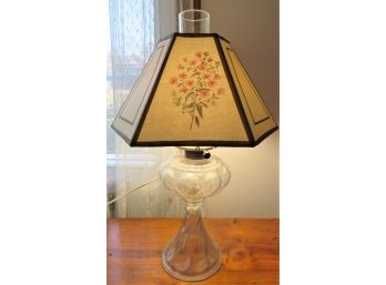 Hurricane Glass Electric Table Lamp With Paper Shade