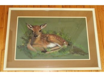 Doris Redlien Deer Original Pastel, Plastic Frame