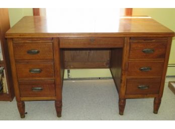 Vintage Oak  7-drawer Office Desk
