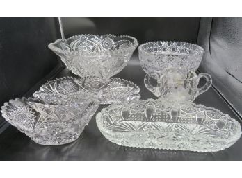 Cut Glass Bowls & Dishes - Assorted Set Of 6