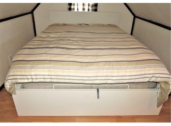 IKEA White Queen Platform Bed With Storage Underneath