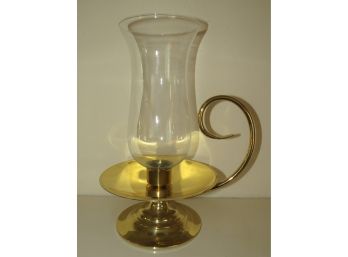 Baldwin Hurricane-style Glass & Brass Candlestick Holder