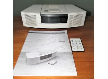 Bose Wave Radio CD Player Alarm Clock AWRC1P White W/ Remote
