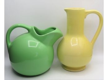 Ceramic Pitchers  Green/yellow - Set Of 2