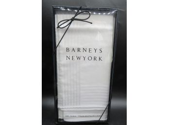 Barneys New York 7 Hand Rolled Cotton Handkerchiefs - New In Original Box