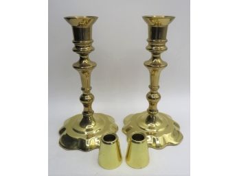 Baldwin Brass Candlestick Holders With Candle Drip Protectors - Set Of 2