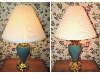 Table Lamps Gold Metal & Blue/green - Set Of 2