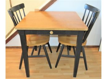 Wood Square Table With 2 Chairs