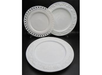 Milk Glass Plates - Assorted Set Of 3