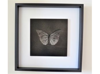 Garry Wade 'butterfly' Framed Original Art Print On Aluminum Plate, Black & White