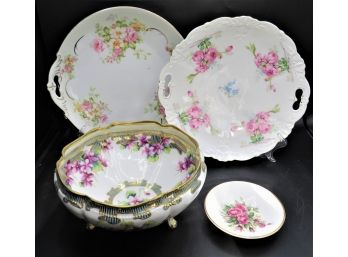Vintage China Serving Dishes &  Footed Bowl Assorted Set Of 4